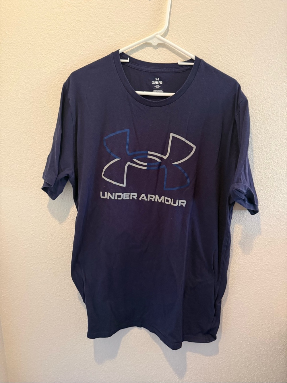 Under Armour Mens Big Logo Graphic T-Shirt Navy Blue Short Sleeve XL